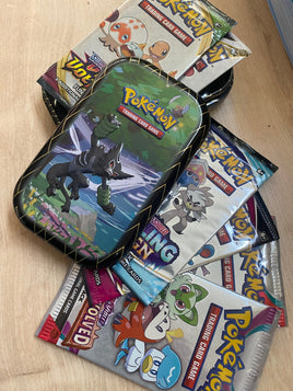 6 x Pokemon Fun Packs (Boosters) in a Pokemon Mini Storage Tin
