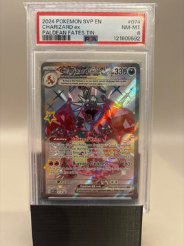 PSA 8 Near Mint/ Mint - Charizard #074 Pokémon Paldean Fates Tin Promo, Graded