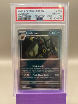 PSA 10 GEM Mint - Umbreon #059 Pokémon Master Ball Reverse Holo Prismatic , Graded