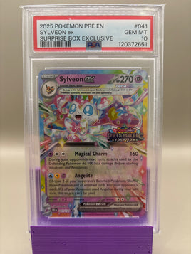 PSA 10 GEM Mint - Sylveon Ex #041 Pokémon Prismatic Evolution Surprise Box Exclusive , Graded