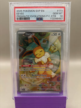 PSA 10 GEM Mint -Eevee #173 Pokémon Center Prismatic Evolutions ETB Promo , Graded