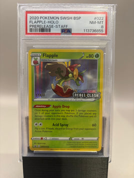 PSA 8 Near Mint/Mint - Flapple - Holo #022 Pokemon STAFF Rebel Clash Prerelease Promo, Graded
