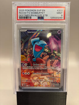 PSA 9 Mint - Rocket's Wobbuffet #203 Pokémon Center Destined Rivals ETB Promo, Graded