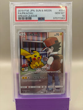 PSA 10 GEM Mint - Pikachu #054 JPN Pokemon Sun & Moon Dream League, Graded