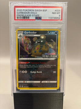 PSA 8 Near Mint/Mint - Garbodor - Holo #025 Pokemon STAFF Rebel Clash Prerelease Promo, Graded
