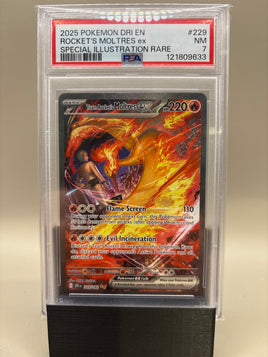 PSA 7 Near Mint - Rocket's Moltres Ex #229 Pokemon Destined Rivals , Graded