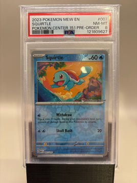 PSA 8 Near Mint/Mint - Squirtle  #007 Pokemon Center 151 Pre Order Stamped  Promo, Graded