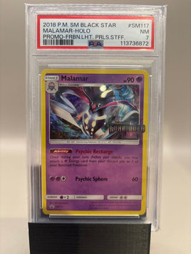 PSA 7 Near Mint - Malamar - Holo #SM117 Pokemon STAFF Forbidden Light Prerelease Promo, Graded