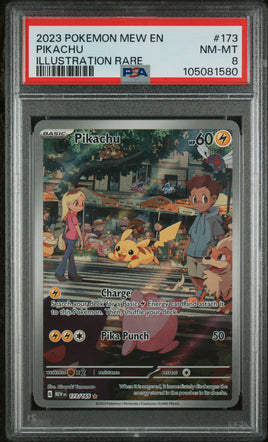 2023 Pokemon Mew En-151 #173 Pikachu Illustration Rare PSA 8