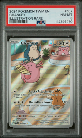 2024 Pokemon Twm En-Twilight Masquerade #187 Chansey Illustration Rare PSA 8