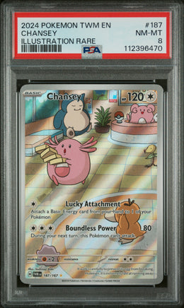 2024 Pokemon Twm En-Twilight Masquerade #187 Chansey Illustration Rare PSA 8