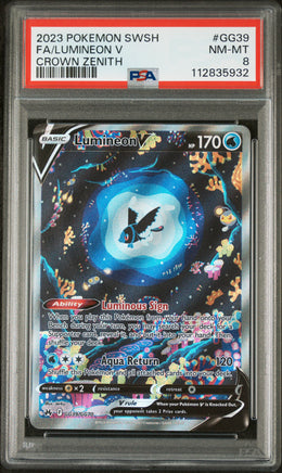 2023 Pokemon Sword And Shield Crown Zenith #GG39 Fa/Lumineon V Crown Zenith PSA 8