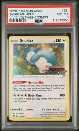 2020 Pokemon Sword & Shield Vivid Voltage #131 Snorlax-Holo Vivid Voltage-Cosmos PSA 8