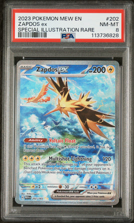 2023 Pokemon Mew En-151 #202 Zapdos Ex Special Illustration Rare PSA 8