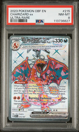 2023 Pokemon Obf En-Obsidian Flames #215 Charizard Ex Ultra Rare PSA 8