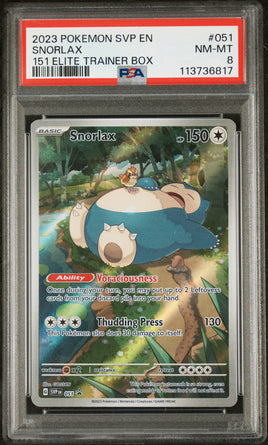 2023 Pokemon Svp En-Sv Black Star Promo #051 Snorlax 151 Elite Trainer Box PSA 8