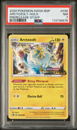 2020 Pokemon Swsh Black Star Promo #036 Arctozolt-Holo Prerelease-Staff PSA 7