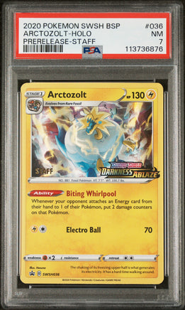 2020 Pokemon Swsh Black Star Promo #036 Arctozolt-Holo Prerelease-Staff PSA 7