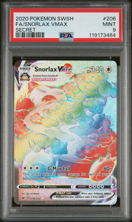 2020 Pokemon Sword & Shield #206 Fa/Snorlax Vmax Secret PSA 9