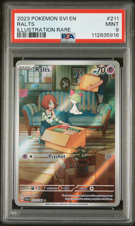 2023 Pokemon Svi En-Scarlet & Violet #211 Ralts Illustration Rare PSA 9