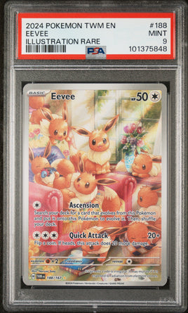 2024 Pokemon Twm En-Twilight Masquerade #188 Eevee Illustration Rare PSA 9