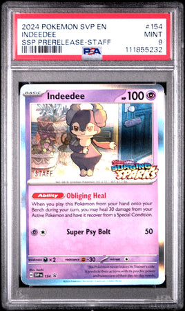 2024 Pokemon Svp En-Sv Black Star Promo #154 Indeedee Ssp Prerelease-Staff PSA 9