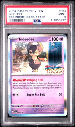 2024 Pokemon Svp En-Sv Black Star Promo #154 Indeedee Ssp Prerelease-Staff PSA 9