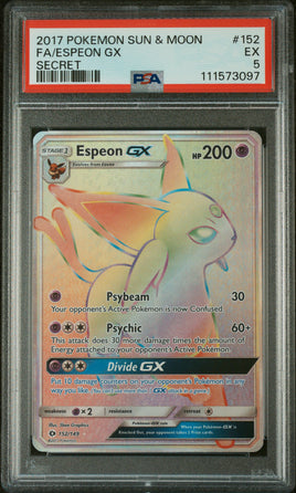 2017 Pokemon Sun & Moon #152 Fa/Espeon Gx Secret PSA 5