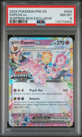 2025 Pokemon Pre En-Prismatic Evolutions #034 Espeon Ex Surprise Box Exclusive PSA 8