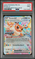 2025 Pokemon Pre En-Prismatic Evolutions #075 Eevee Ex Surprise Box Exclusive PSA 9