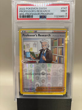 PSA 9 Mint - Professor's Research (Rowan) #5147 Pokémon Professor Program Stamp, Graded