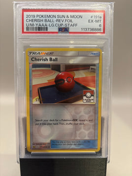 PSA 6 Excellent/Mint - Cherish Ball #191a Pokemon STAFF League Cup Promo, Graded