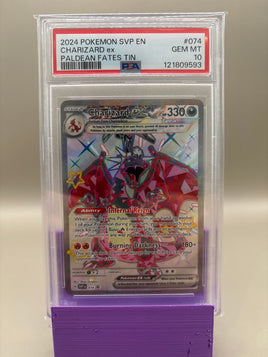 PSA 10 GEM Mint - Charizard #074 Pokémon Paldean Fates Tin Promo , Graded