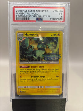 PSA 5 Excellent - Manectric - Holo #SM130 Pokemon STAFF Celestial Storm Prerelease Promo, Graded