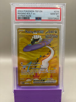PSA 10 GEM Mint - Raging Bolt Ex #218 Pokémon Temporal Forces, Graded