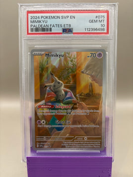 PSA 10 GEM Mint - Mimikyu #075 Pokémon Paldean Fates ETB, Graded