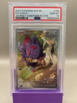 PSA 10 GEM Mint - N's Zorua #189 Pokémon Center Journey Together ETB Promo, Graded