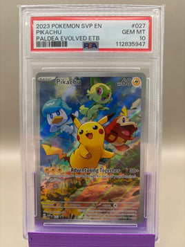 PSA 10 GEM Mint -Pikachu #027 Pokémon Paldea Evolved ETB Promo, Graded