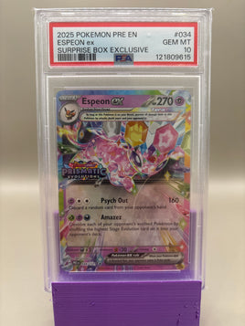 PSA 10 GEM Mint - Espeon Ex #034 Pokémon Prismatic Evolution Surprise Box Exclusive , Graded