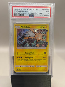 PSA 7 Near Mint - Xurkitree - Holo #SM116 Pokemon STAFF Forbidden Light Prerelease Promo, Graded
