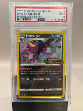 PSA 9 Mint - Hydreigon - Holo #036 Pokemon STAFF Darkness Ablaze Prerelease Promo, Graded