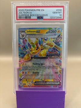 PSA 10 GEM Mint - Jolteon Ex #030 Pokémon Prismatic Evolution Surprise Box Exclusive , Graded