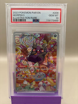 PSA 10 GEM Mint - Morpeko #206 Pokémon Paradox Rift, Graded