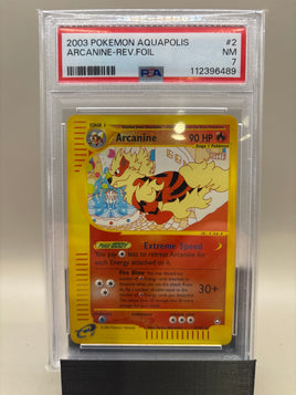 PSA 7 Near Mint - Arcanine Rev Foil  #2 Pokemon Aquapolis, Graded