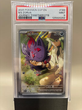 PSA 9 Mint - N's Zorua #189 Pokémon Journey Together ETB Promo, Graded
