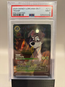 PSA 9 Mint - Tramp Enterprising Dog (Enchanted) #212 Lorcana Archazia's Island , Graded
