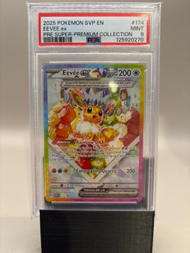 PSA 9 Mint - Eevee Ex #174 Pokémon Prismatic Super Premium Collection Promo, Graded