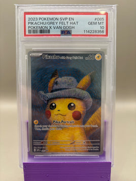 PSA 10 GEM Mint - Pikachu with Grey Felt Hat #085 Pokémon Van Gogh Exclusive Promo, Graded