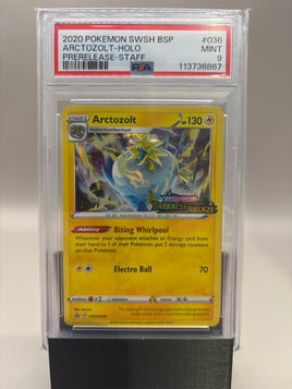 PSA 9 Mint - Arctozolt - Holo #036 Pokemon STAFF Darkness Ablaze Prerelease Promo, Graded