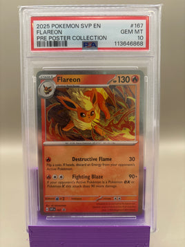 PSA 10 GEM Mint - Flareon #167 Pokémon Prismatic Poster Collection Promo , Graded